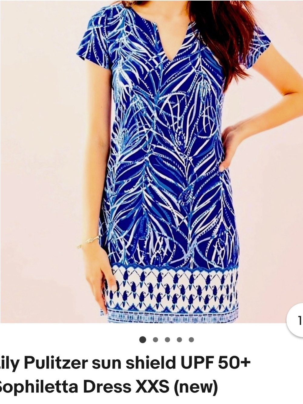 Lilly Pulitzer Blue & White Leaf-Print Swim Coverup Dress